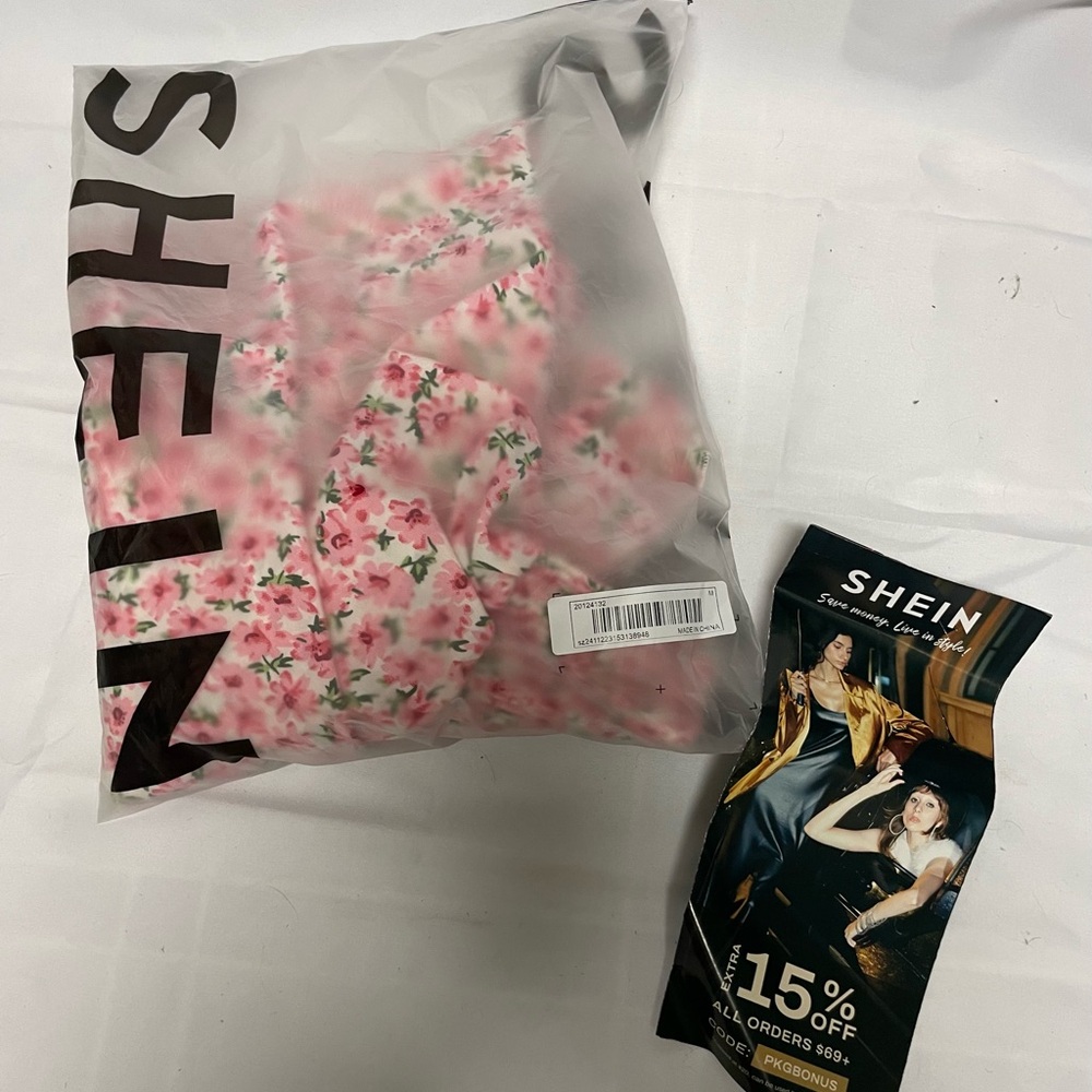 Shein Floral Pink and White Dress